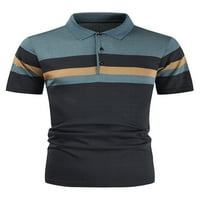 Sanviglor Men Tee Button Тениски с къс ръкав поло риза Класически приготен блуза голф пуловер сиво синьо 3xl