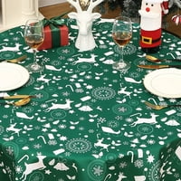Коледна площадка 60 Кръгла декоративна маса за масата за масата водоустойчив фестивал Декорация Маса за маса за трапезария, бюфет и къмпинг, зелено