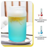 Замразена стъклена чаша с капак, цветен градиент чаша с стъклена вода, хранителен клас сгъстена чаша чаша стъкло чаша, високотемпературна устойчивост стъклена чаш