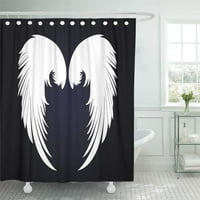 Абстрактни силуетни крила върху черно -бяла ангелска птица душ завеса