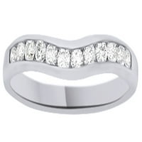 Белият естествен диамантен юбилеен лентен пръстен в 14k бяло злато