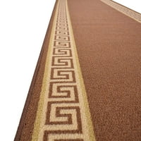 Персонализиран размер на бегач килим, граничен гръцки ключ меандър кафяв рол -бегач Избор на килим на дължината ви от краката устойчиво устойчив на късен гръб на размера на килимчетата Персонализирайте в