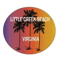 Little Creek Beach Вирджиния Сувенир палми Сърфинг Моден овален стикер
