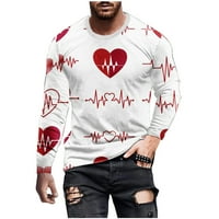 Мъже риза с дълъг ръкав на открито ежедневно кръгло вратна ръкав пуловер Свети Валентин 3D отпечатани мъжки тениска блуза червен размер l