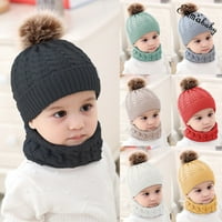 Sinhoon Toddler Baby Knit Hat Шал Зимна топла шапка с шал с кръг контур шалче