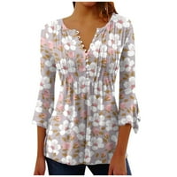 Fragarn бутон надолу ризи за жени флорални печат туника летни върхове облечени ежедневни звънчета vek пролетни блузи khaki, xxl