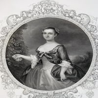 Марта Вашингтон г-жа Марта Дандридж Кутис Вашингтон 1731- съпруга на Джордж Вашингтон, гравирана от J Rogers след Woolaston от Ken Welsh Design Pics