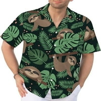 Ленивна риза за мъже ретро големи и високи ризи с копчета небрежни ризи с къс ръкав Aloha