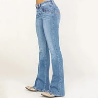 Панталони за жени дънки талии разтягани бутон от дънкове от дънни средни дънки бродерия дънки дамски панталони дребника