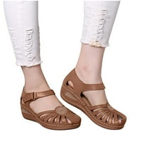 OAVQHLG3B Женски клинови сандали облечени летни сандали Близоки пръст на издълбани дишащи комфортни обувки платформа платформа