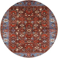 Ahgly Company на закрито кръг от средата на века съвременни килими от червена ориенталска зона, 4 'кръг