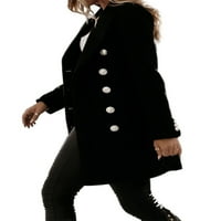 Avamo Ladies Jacket Cardigan Coundoats Solid Color Outwear Жени ежедневни палта зимно топло вълнено грахово палто черно 2xl