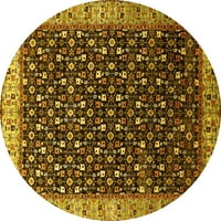 Ahgly Company Indoor Round Oriental Yellow Industrial Area Cures, 3 'кръг