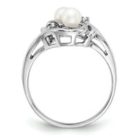 14k бяло злато FW култивирана перла aaa истински диамантен пръстен