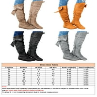 Harsuny Womens Knee High Boots плоски ниски токчета Странична цип за езда на цип сиво 9