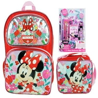 Minnie Mouse Deluxe Backpack с изолирана чанта за обяд и бонус канцеларски материали