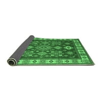 Ahgly Company Indoor Rectangle Geometric Emerald Green Traditional Area Rugs, 7 '10'
