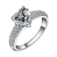 Жени диамант любов сърце Искрящо цирконий пръстен дами бижута ангажиран пръстен Големи пръстени малки пръстени