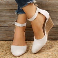 Dyfzdhu клинови сандали за жени модни затворени пръсти от твърд велур с клин пета дебела дъна сандали сандали