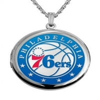 Sterling Silver Round Philadelphia 76ers Picture Locket - приблизително - Sterling Silver