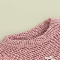Бебешки бебета момичета плетен пуловер Новороден дълъг ръкав флорална бродерия ежедневни пуловери за бебета