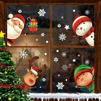 Коледни стикери за прозорци, PVC удвоени прозорци се вкопчават снежинка Дядо Коледа на елени за коледни декорации на прозореца