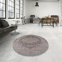 Ahgly Company Machine Pashable Indoor Round Modern Modern Mauve Taupe Purple Area Rugs, 4 'Round