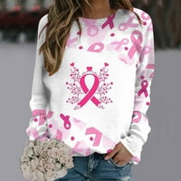 Просвещение на есента дамски рак на гърдата осъзнаване на рак на рак на туники с дълъг ръкав - розова панделка отпечатани жени суичъри за рак на гърдата оцеляване