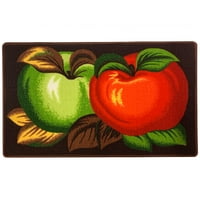 Червена и зелена ябълка Mi-устойчива на кухненски килим, червено-зелено-кафяв