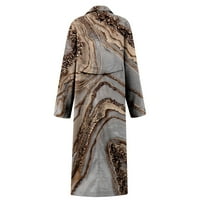 Homchy жени палто жени модни отпечатани джобни джобни дълги ръкави калъф вълнен дълъг палто от гащеризони