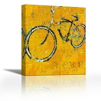 Златен велосипед - Съвременна изящна изкуство Giclee on Canvas Gallery Wrap - Wall Décor - Art Rainting - Готов за окачване