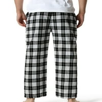 Avamo Mens Baggy Elastic Teaist Pajama Pants Plaid Леки спални дрехи Мъже Прав крак сън PJ Bottoms Style-i 3XL