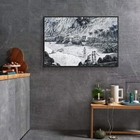Стенни плаващи рамкирани платно изкуство за стена за хол, спалня черно -бяло пейзаж