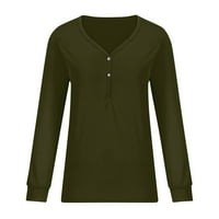 Hhei_k лилави блузи за жените модни моди с дълъг ръкав с бутон V-образ