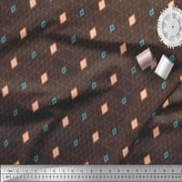 Soimoi Brown памучен памук Poplin Fabric Diamond Geometric Printed Craft Fabric край двора