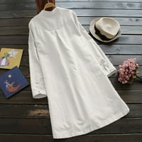 Xiuh жени ретро дълъг ръкав небрежен бутон върхове блуза мини риза рокля дамски плюс размери рокли бяло xxxl