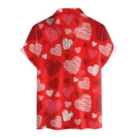 Hhei_k поло ризи за мъже Мъжки ден на Свети Валентин отпечатани къси ръкави Разхлабени бутон Небрежна риза