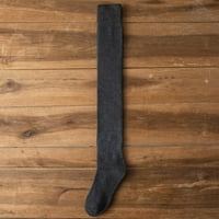 Женските зимни сгъстяващи топла дължина на средната дължина над чорапите на коляното поддържат топъл чорап високо коляното леко тегло на закрито чорапи чорапи тъмно сиво с един размер