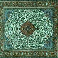 Ahgly Company Machine Pashable Indoor Rectangle Persian Turquoise Blue Traditional Area Rugs, 8 '10'