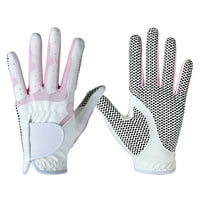 Чифт голф ръкавици жени против приплъзване на микрофибър еластична дишаща ръкавица за спорт на открито, бяло розово, 18