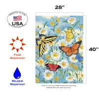 Toland Home Garden пеперуди и маргаритки Флаг с цветя пеперуда двустранно