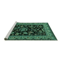 Ahgly Company Machine Wareable Indoor Rectangle Persian Turquoise Blue Traditional Area Rugs, 6 '9'