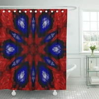 Резюме симетричен модел в ярки цветове орнаментално червено бяло синьо и други нюанси душ завеса за баня завеса за баня