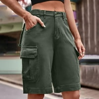 Дамски къси панталони Карго за небрежни прави цилиндри за цилиндри много джоба на гащеризони от средна талия панталони