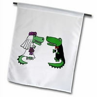 3Drose забавна алигаторна булка и младоженец сватбен карикатура полиестер 1'6 '' 1 'градински флаг