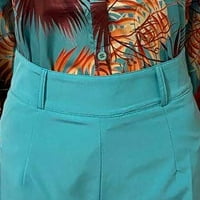 Wavsuf Женски комплекти в дрехи Крю от печатни върхове и къси панталони с дълъг ръкав син два комплекта s s