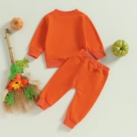 Хелоуин малко дете бебешки дрехи комплект дълги ръкави тиквено лице Суитчър + джогинг панталони Момче момче костюм