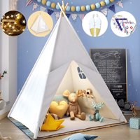 Wilwolfer Teepee палатка за деца 3- години малки деца на закрито на открито бяло платно PlayhoSue