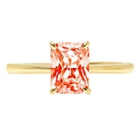 1.0ct лъчезарно изрязване на червено симулиран диамант 14k жълто злато годишнина годежен пръстен с размер 8