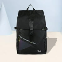Найлонова раница отразяващ геометричен цветен контраст училищна чанта Униза училищна раница, черна